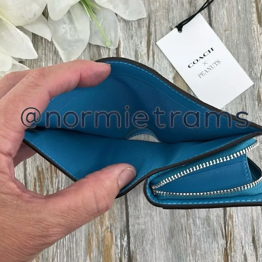 Coach X Peanuts Leather Snap Wallet With Linus Bag Purse - Picture 8 of 13